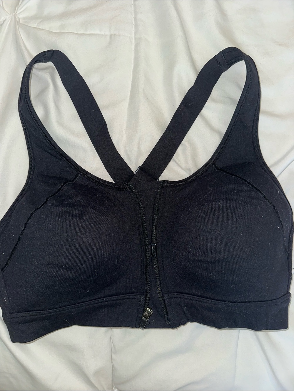 Under Armour Black High Support Front Zip Sports Bra Size Medium